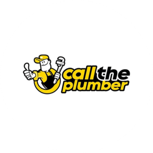 Black and yellow reseller logo design for a company called Call The Plumber. Another funny happy character logo