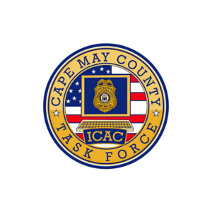 First responder logo design for Cape May County Task Force. Circular image in red, blue and yellow.