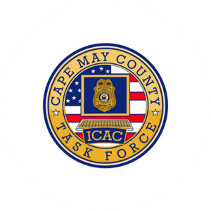First responder logo design for Cape May County Task Force. Circular image in red, blue and yellow.