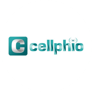 Logos for communication companies come in all shapes. This is Cellphio logo in light blue and green