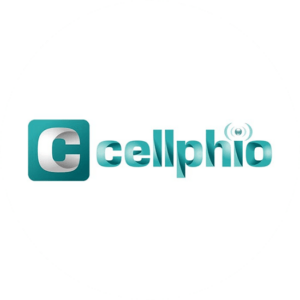 Logos for communication companies come in all shapes. This is Cellphio logo in light blue and green