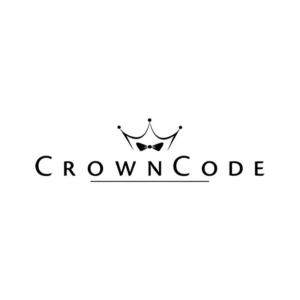 Grey Crown Code painting logo. A classy crown on the top of the name of the business.