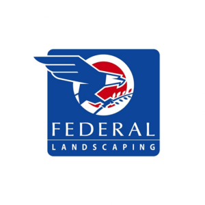 Federal Landscaping made an eagle all in the patriotic colors red, blue and white. A very clever patriotic logo design. Made like a stamp.