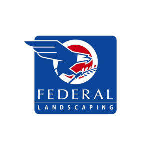 Federal Landscaping made an eagle all in the patriotic colors red, blue and white. A very clever patriotic logo design. Made like a stamp.