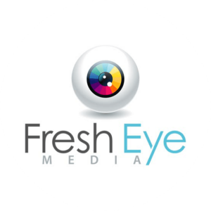 Fresh Eye Media's marketing logo design is an interesting one with one colorful eye socket where the pupil is colored.