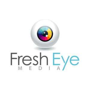 Fresh Eye Media's marketing logo design is an interesting one with one colorful eye socket where the pupil is colored.
