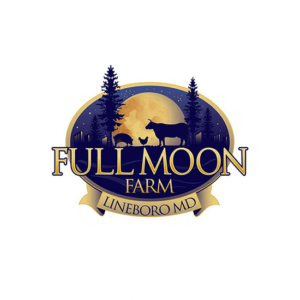 Full Moon Farm has a very memorable farm logo design with 3 different animals in purple and gold.