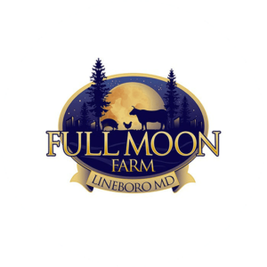 Full Moon Farm has a very memorable farm logo design with 3 different animals in purple and gold.