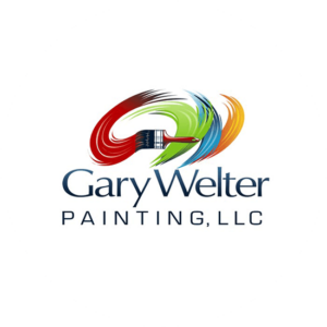 Painting logo design for Gary Welter Painting LLC. A paintbrush putting different colors on the wall.