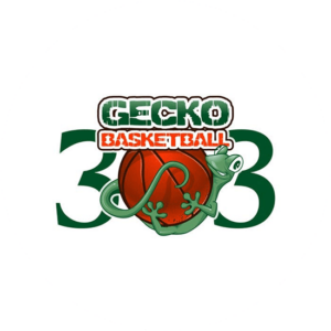 Gecko Basketball is a green and red sport logo design with a cute gecko character holding the basketball