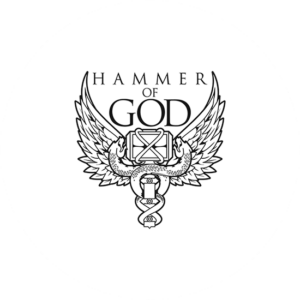 Nordic symbolism is another theme for tattoo logo designs. Hammer of God is exactly that. Illustrated hammer with wings.