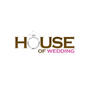 House of weddings is a stylish wedding logo with a ring instead of the "O" in house.