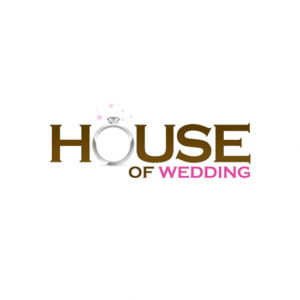 House of weddings is a stylish wedding logo with a ring instead of the "O" in house.
