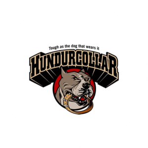 Hundurcollar is an angry looking character logo where a bull dog is holding a thick collar