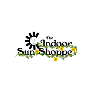 Cute sun and decorative flowers for this retail logo design. The shop is called The Indoor Sun Shopper