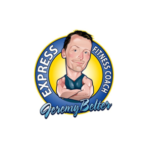 Express fitness coach is one of our well balanced caricature logo designs. Big charming head.
