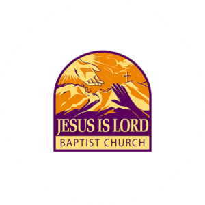 Church logo design made for Jesus is Lord a Baptist church. Two colored logo with hands reaching out for each other.