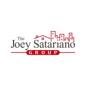 Real estate logo design can be memorable like this The Joey Satariano Group with a nice red skyline of houses