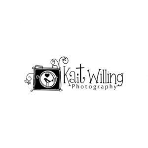 Logos for photographers tend to be in black & white like Kait Willings company. An old fashioned camera with a bird inside it.