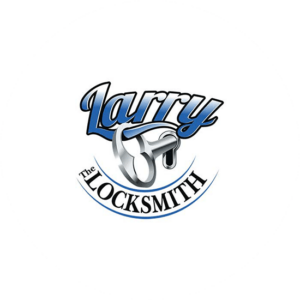 Security logo for Larry the Locksmith. Catchy key that locks around the "L" for Larry.