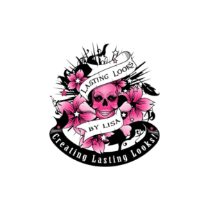 Lasting looks by Lisa has a romantic pink feel to it even if it is a skull. Tattoo logo can come in all shapes.
