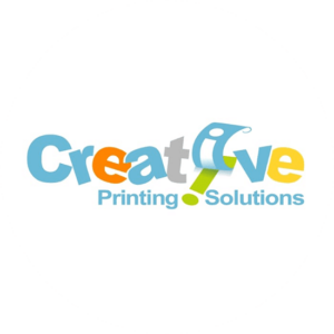 Colorful logo for Creative Printing Solutions. Playing with the words