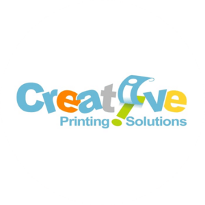 Colorful logo for Creative Printing Solutions. Playing with the words