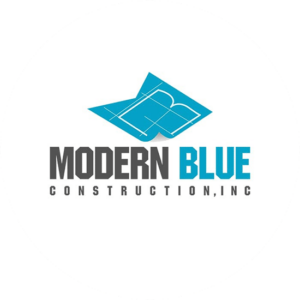 A modern construction logo was created for Modern Blue Construction Inc.