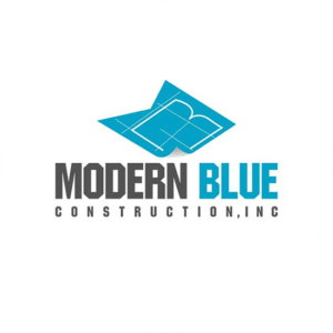 A modern construction logo was created for Modern Blue Construction Inc.