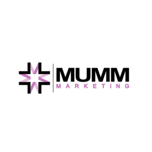 Marketing logo design Mumm marketing wanted a simple big letter font for Mumm and purple small lettering for the word marketing.