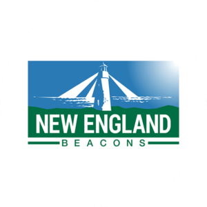 New England Beacons is a powerful logo in the shape of a television.