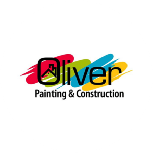 Oliver is a painting logo with a simple font in black and different colors in paint stocks behind.