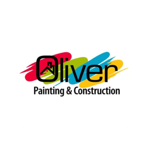 Oliver is a painting logo with a simple font in black and different colors in paint stocks behind.