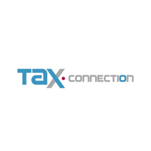 Tax connection accounting logo design in one color and easy to read with a big font