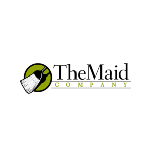The Maid company is a cleaning logo design that uses the traditional broom.