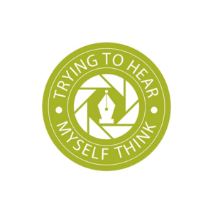 Trying to hear myself think is a circular all green logo with an old fashioned ball pen inside the circle.