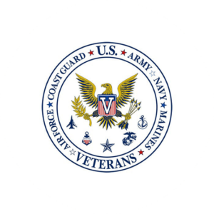 U.S Coastguard, Army, Navy, Marines and Air Force Veterans's government logo design also has the eagle in the middle of a circular shape in patriotic colors