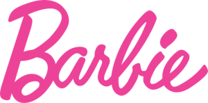 Famous Barbie brand logo all in pink with a distinctive "B" that is easily recognizable.