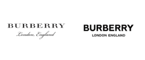 Burberry. Classy decorative font and a bolder easier to read more masculine font.