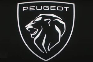 Peugeot logo with the famous lion which is a hand drawn illustration