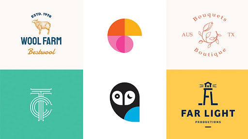 6 different simple, colorful killer logos to visualize best logo design practises.