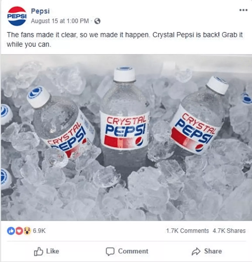 Pepsi Crystal Throwback Marketing