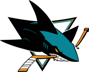 Best sports logos for San Jose Sharks. A shark holding the hockey stick makes it very memorable.