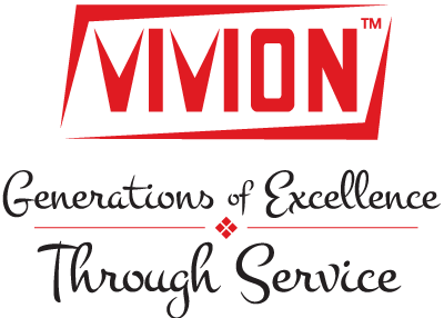 Vivion red logo design is a simple but memorable font