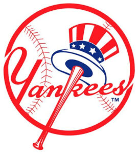 Yankees patriotic hat in red, blue and white.