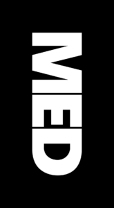 Black & white version for the MED street wear logo. Simple font MED on black background