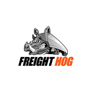 Freight hog transport logo is a truck with a hogs head