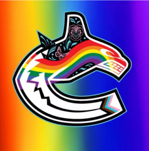Vancouver Canucks combination pride colors and pride look