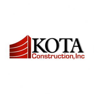 Kota Construction Inc is a red and black graphic that really stands out because of the red 3D effect of the lines.
