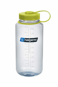 Nalgene clear water bottle. 